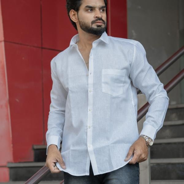 Khadi linen white shirt
